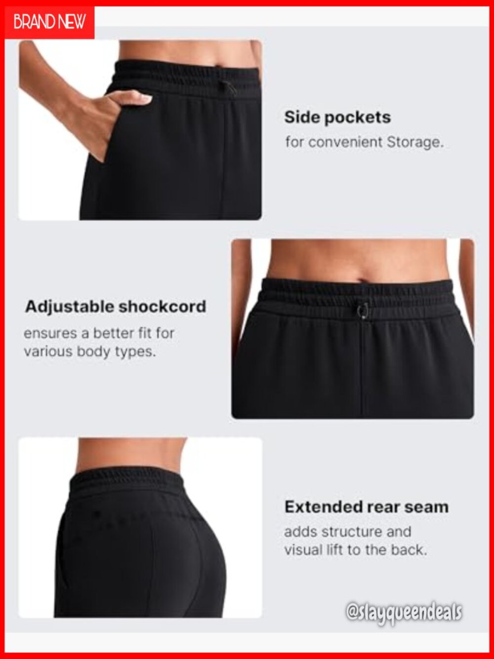 Wide Leg Capri Pants with Pockets High Waist Adjustable Shockcord Summer Travel - Picture 3 of 6
